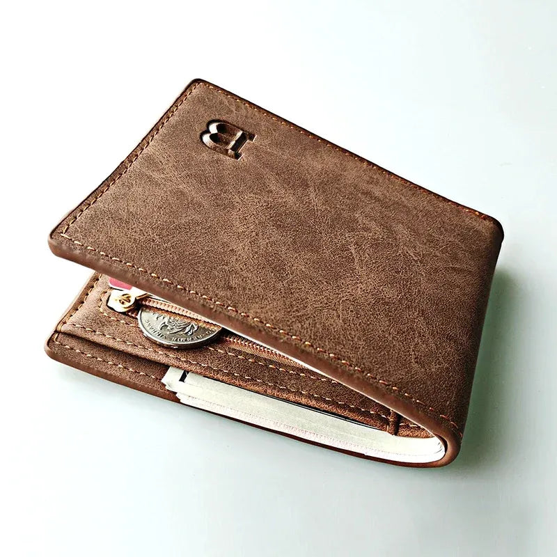 Wallet for Men with Zipper Coin Pocket Holder Soft PU Leather Wallet High Quality Minimalist Short Card Holder Business Wallets