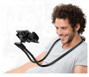 Bundle of 2 Lazy Bendable Flexible Hang Neck Phone Holder 360 Degree Rotation Mobile Stand -Black